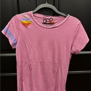 Women’s Pink Tee with Rainbow Heart Accent GAP x Free City